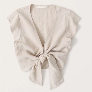 Abercrombie & Fitch Beige Tie-Front Blouse